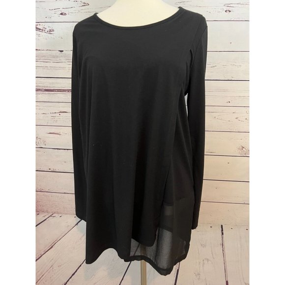 Soft Surroundings Tunic Long Sleeve Shirt Medium Black Sexy Sheer Layered womens - Picture 1 of 8